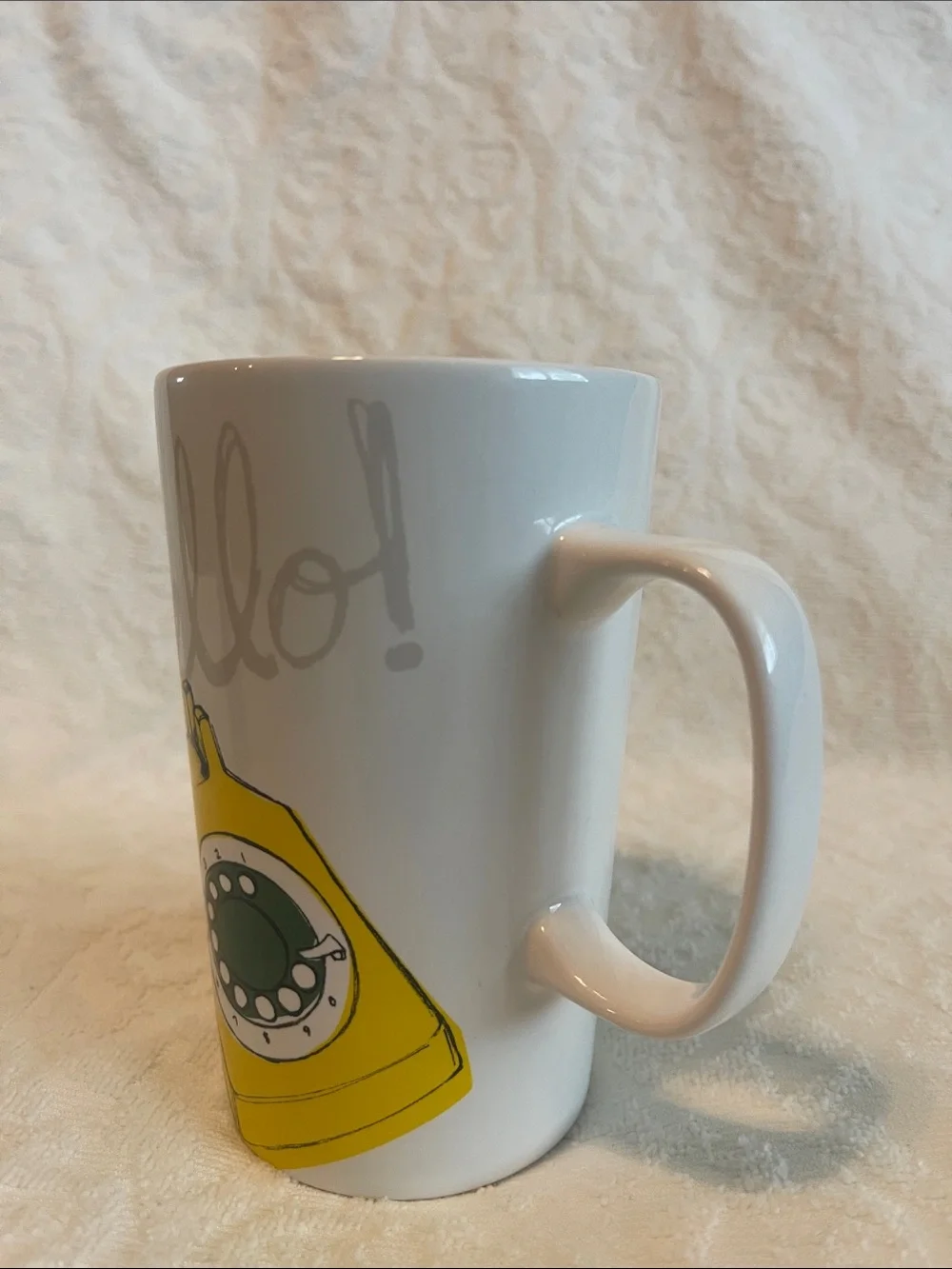 Starbucks White Yellow Green 'Hello' Telephone Ceramic Mug